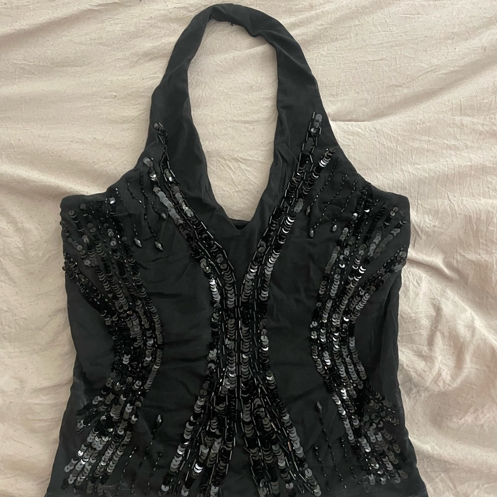 Black sequins halter top